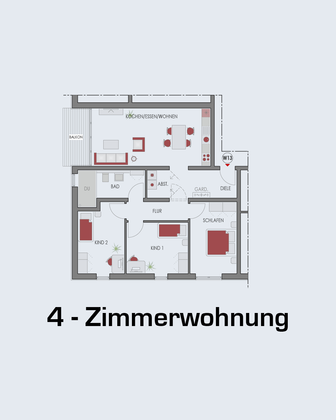 Grundriss 4-Zimmerwohnung